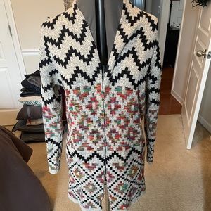 Gray, Black & Muti-colored print cardigan